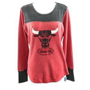 NBA Chicago Bulls Womens Thermal Top Throwback Retro Red Black Size L